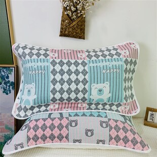 纯棉纱布软席枕巾一对装成人全棉简约家用款柔软吸汗枕芯盖巾