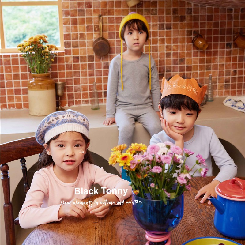 小黑托昵儿童德绒内衣套装冬款男女童秋衣裤小黑托尼宝宝保暖内衣