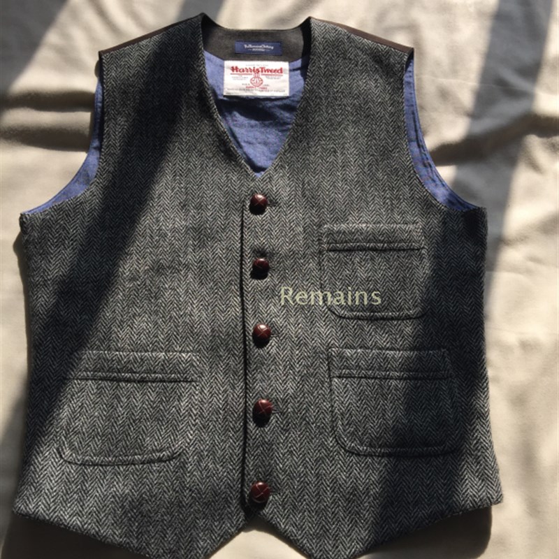 秋冬男士欧美休闲马甲新款人字纹粗花呢男装马夹英伦绅士西装背心