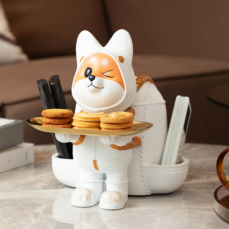 慧心巧聚收纳纸巾盒宇航员狗狗抽纸盒客厅茶几装饰品钥匙收纳摆件