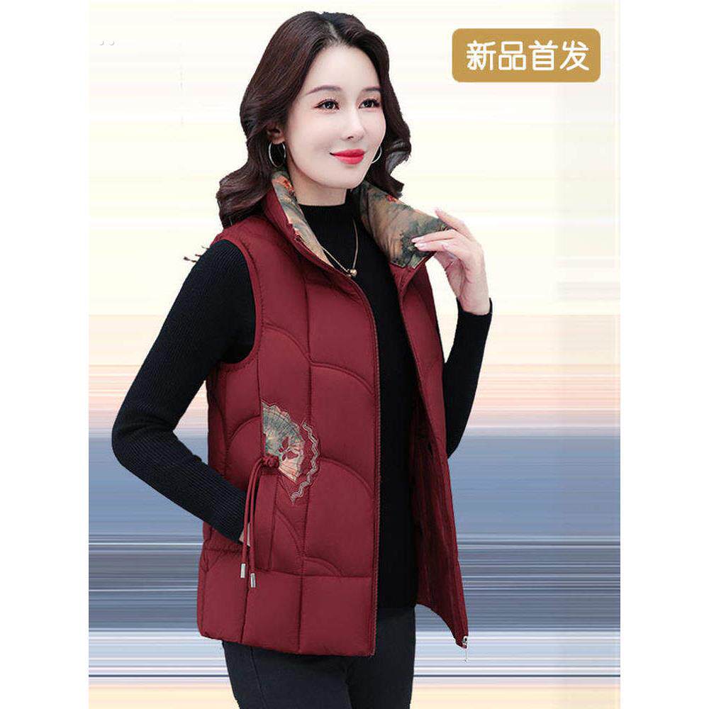 女士羽绒棉背心马甲女冬季外穿2025新款秋冬中老年妈妈马夹保暖冬