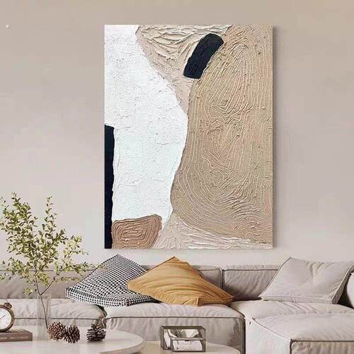 爆款纯手绘高级灰色块装饰画现代简约客厅玄关落地挂画肌理抽象油