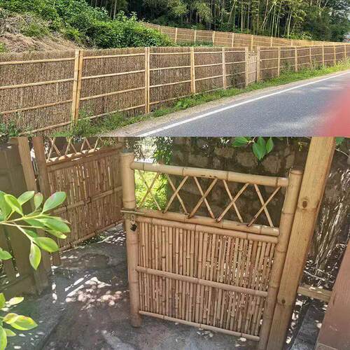 定制竹篱笆栅栏户外竹子屏风竹围墙竹围挡竹护栏防腐竹子装饰栏杆