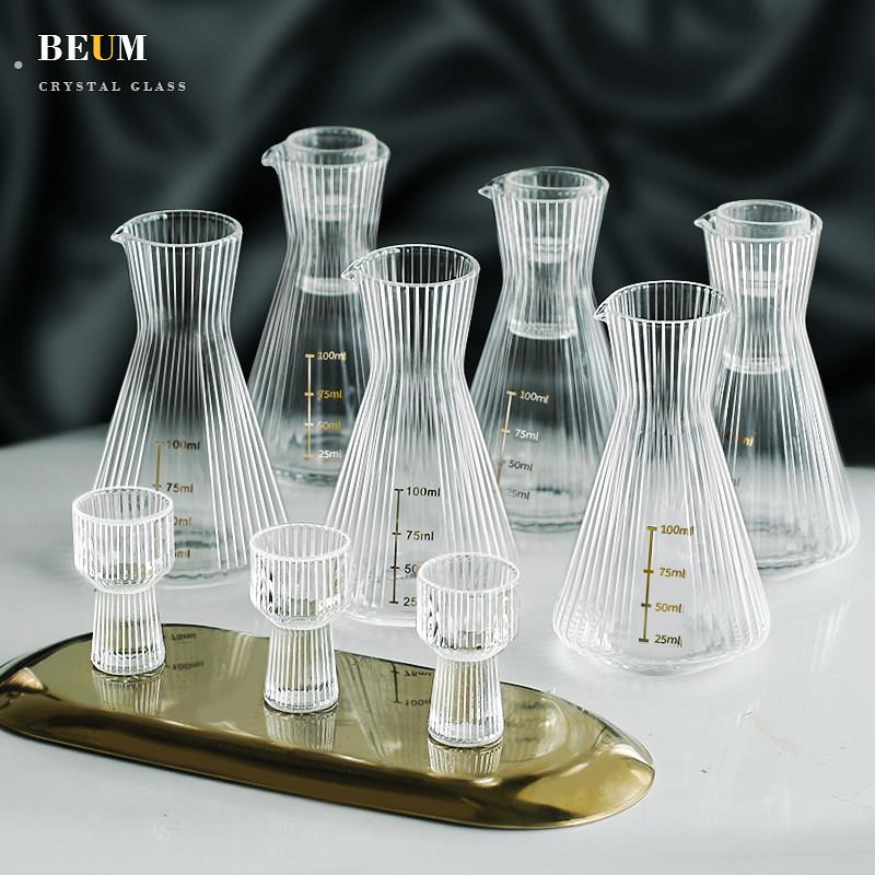 中式白酒杯分酒器套装家用玻璃小酒杯一口杯带刻度分酒壶酒具创意