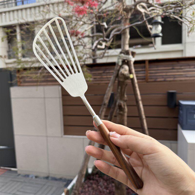 胡桃木炒菜铲子不锈钢铲子不粘锅耐高温锅铲家用炒菜煎饼蝴蝶铲