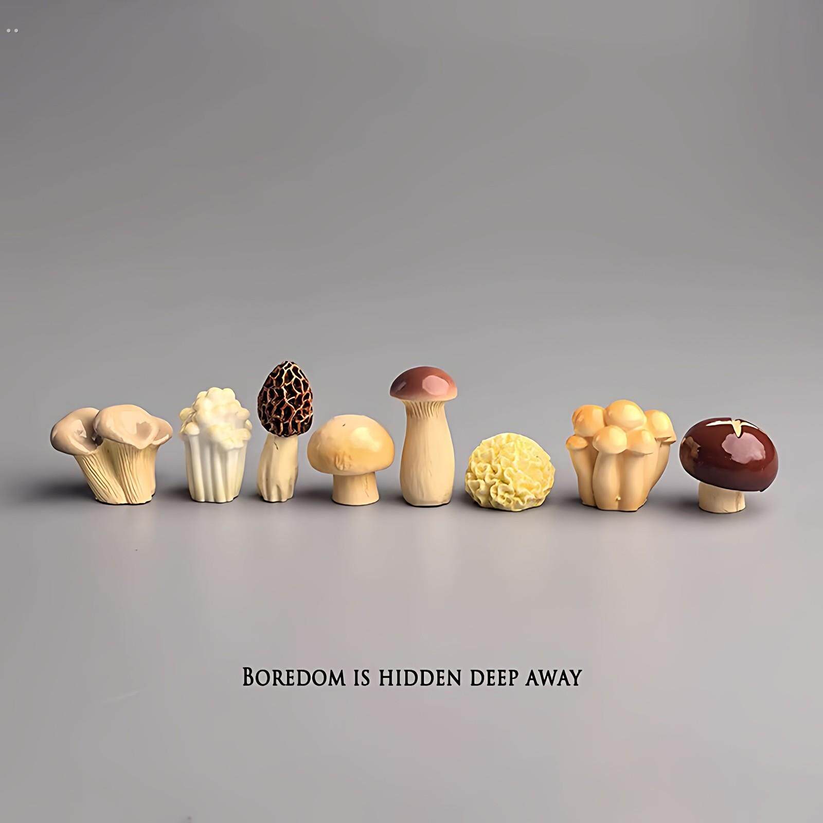 无聊了，摆几只可爱菌菇治愈电脑桌面日式工位办公桌小摆件装饰品