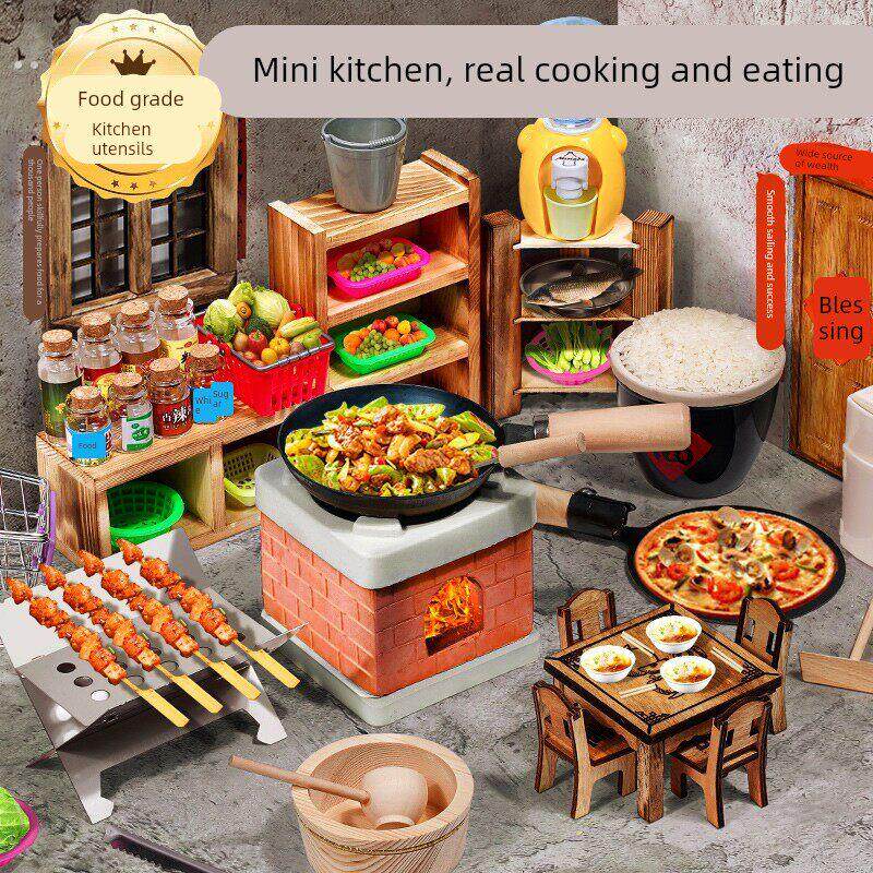 迷你小厨房真煮套装网红儿童扮家家酒真做饭全套厨具真实版可吃玩