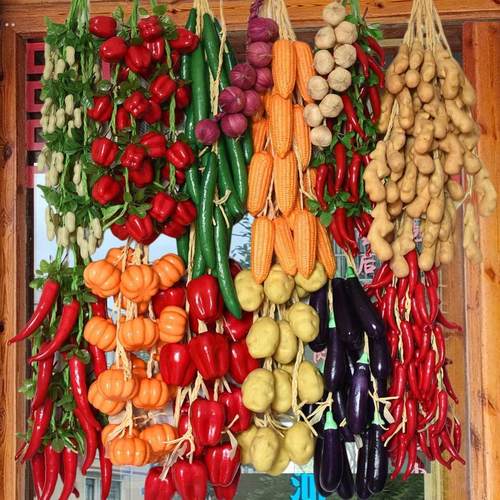 仿真蔬菜水果挂件农家乐饭店墙上装饰品小辣椒玉米大蒜食物道具
