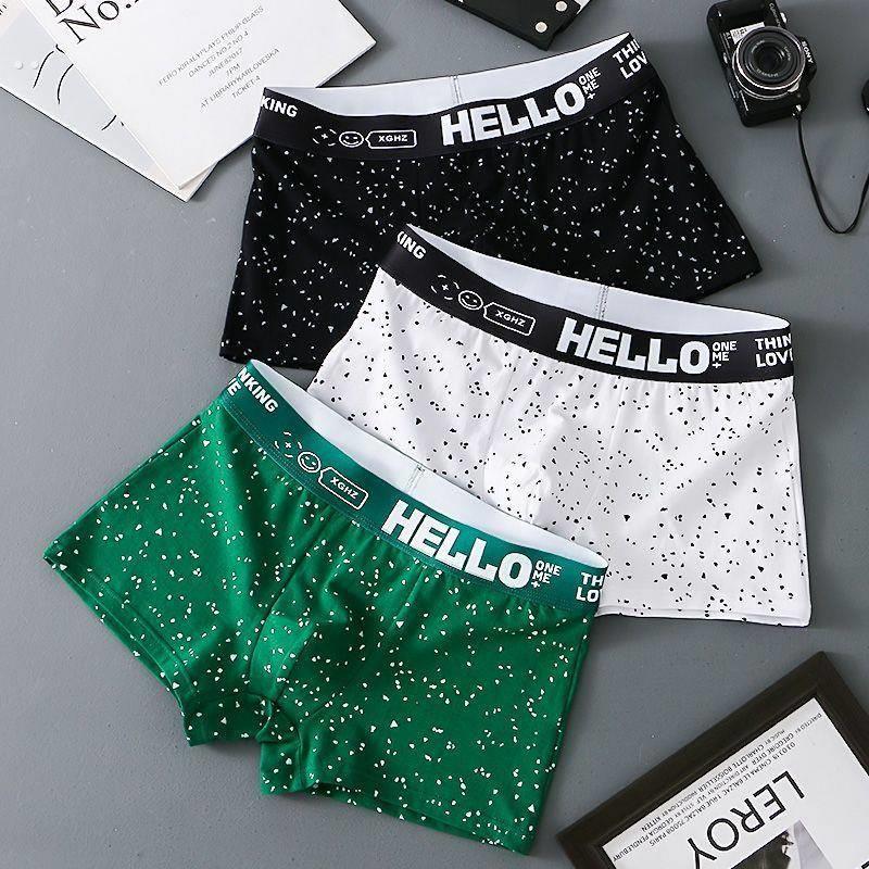 男士内裤男平角裤纯棉个性青年潮韩版学生运动透气四角短裤头裤衩