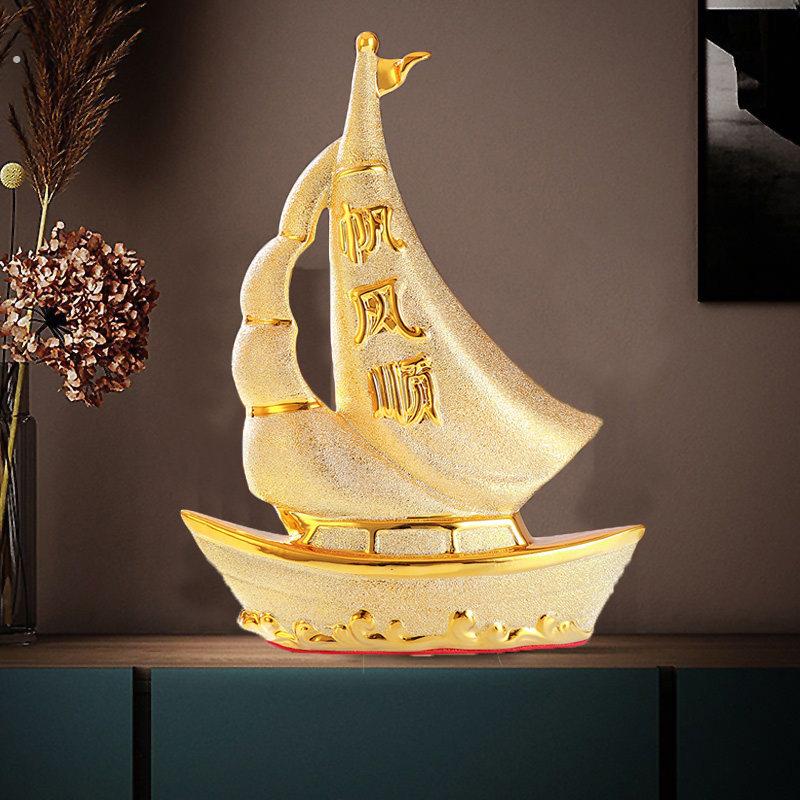 地中海风格陶瓷帆船摆件 客厅电视柜装饰创意摆设 一帆风顺祝福寓