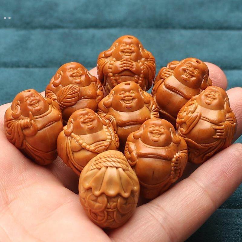 橄榄核手工雕刻八大瑞兽弥勒手串2.0大籽核雕橄榄胡雕文玩手持男