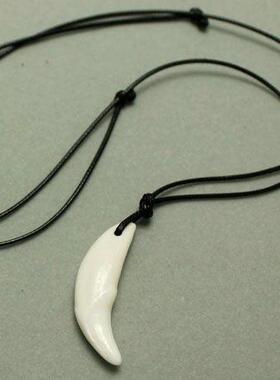 僻邪黑狗牙齿狼牙吊坠藏獒犬牙宝宝儿童吊坠项炼男士民族风吊坠