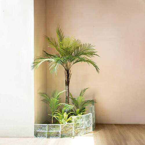 彷真绿色植物造景室内楼梯转角盆栽橱窗植物针葵阳台假树装饰摆饰
