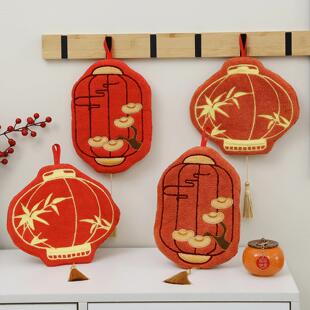 新年灯笼擦手毛巾挂式吸水加厚化妆室厨房擦手布不发臭速乾抹布珊