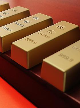 直销新款黄铜金条金砖合金金块金属办公桌摆件实心铜器解压手把件