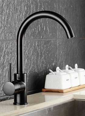 直销新款 黑色厨房水龙头 可旋转水槽洗菜盆弯头龙头8076节水