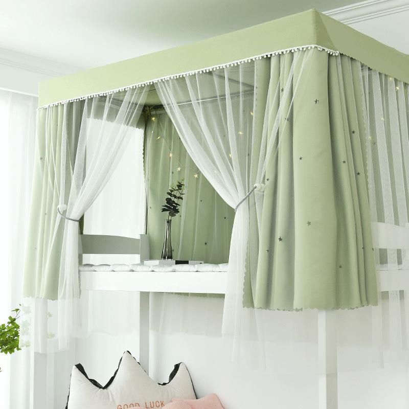 宿舍床帘学生遮光上铺下铺蚊帐遮光布一体蚊帐一体式带支架寝室女