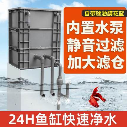 鱼缸鱼池过滤箱内置水泵水循环周转箱水族箱鱼池龟缸外挂上置过滤