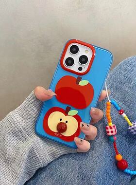 蓝底红色水果适用于vivo X300PRO手机壳X200Ss5030女X100Ultra女S20/19Y300/X90/80/70高级Y500pro大孔保护套