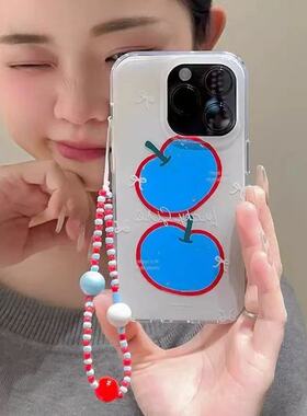 蓝色红边水果适用于苹果17PROMAX手机壳iphone15/16e硅胶13pm/14/11PRO软壳女xr新款XsMax防摔7/8Plus大孔