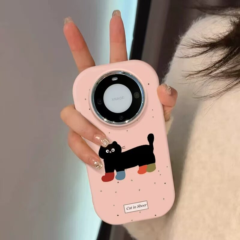四脚黑猫波点适用于vivoiqooneo11手机壳neo10pro全包iqoo13pro/12创意iqoo15新款z7i/z9x女u3xu5镜框保护套