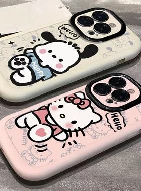 卡通小狗支架适用于VIVO iQOO15手机壳iqoo12pro/13保护套10新款iqoo neo11/9/8/7/6女IQOO5/Z8X/Z5X/Z3泡芙