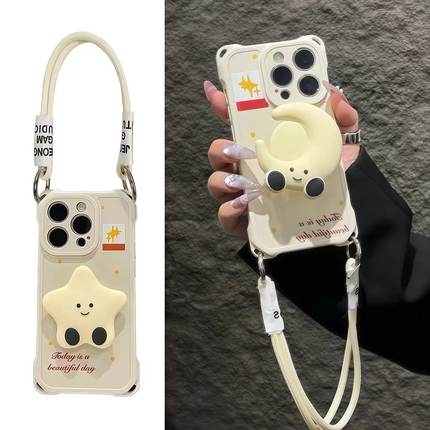 月亮星星支架适用于红米K90/80pro/70/60手机壳Note15PRO+/14/13保护套小米17promax15/14女12s/civi5K50四角