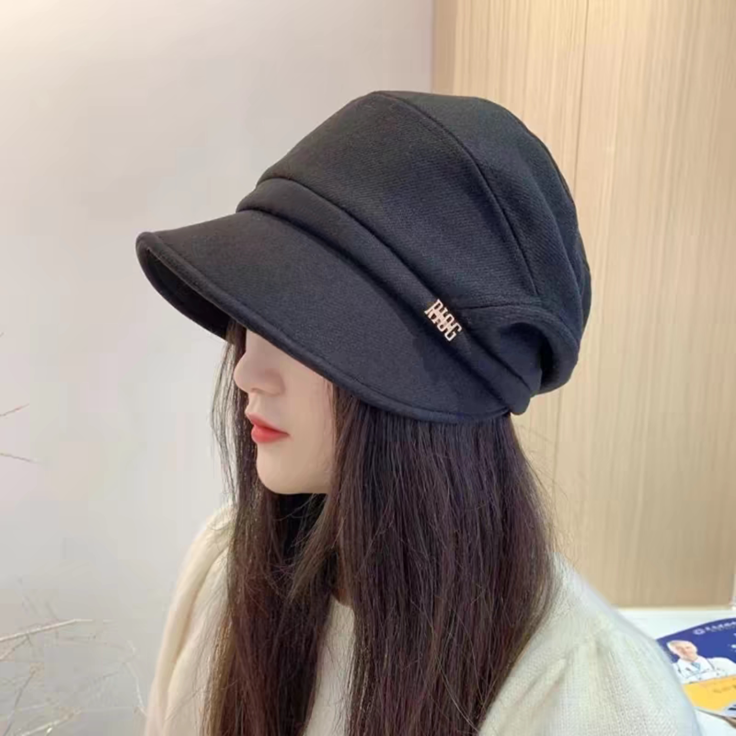 秋冬保暖显瘦女大头围平檐堆堆帽