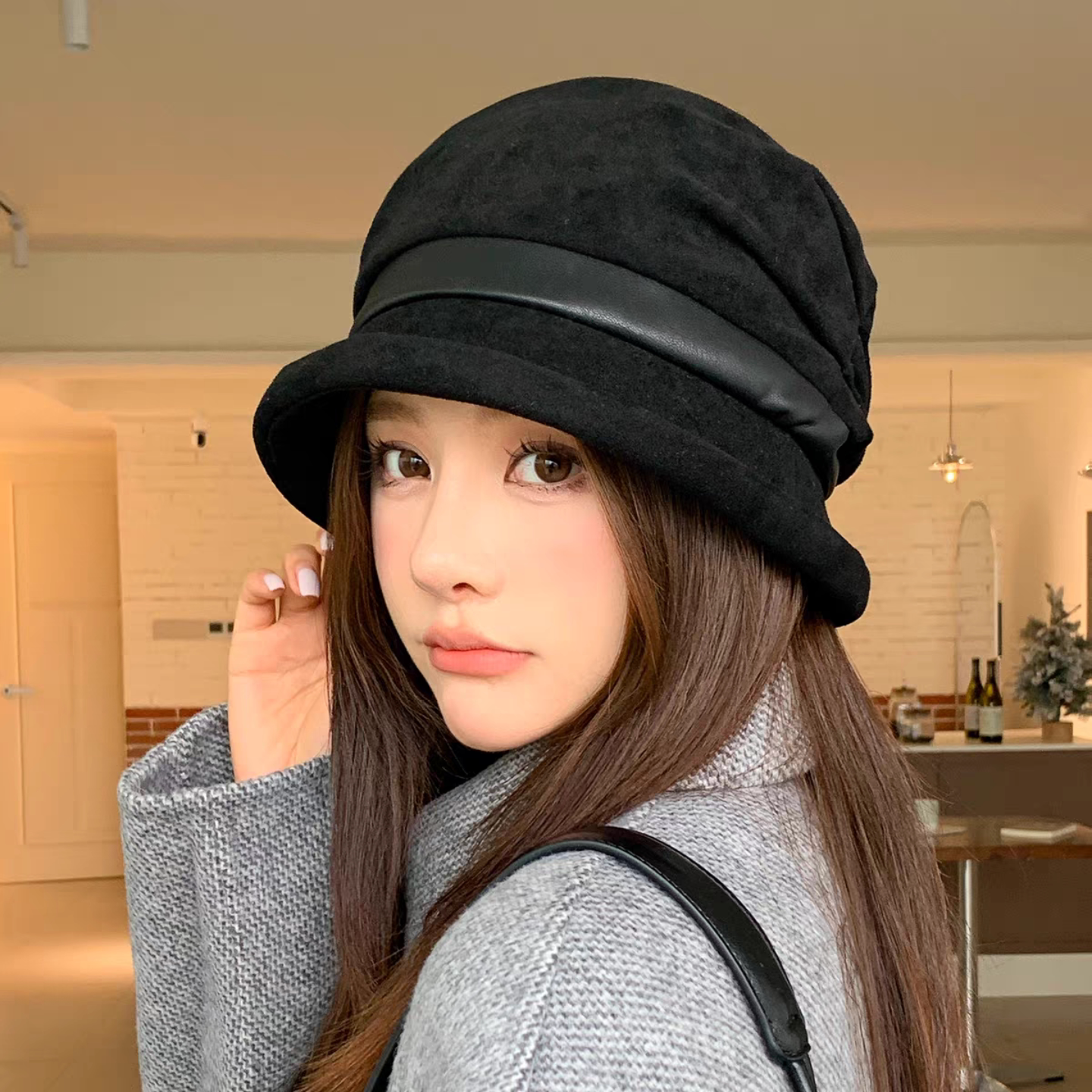 复古卷边帽子渔夫帽女2026新款