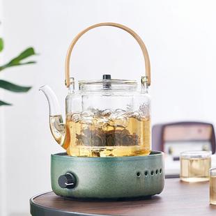 玻璃蒸煮茶壶家用电陶炉煮茶加热烧水泡茶器提梁壶耐高温大容量白