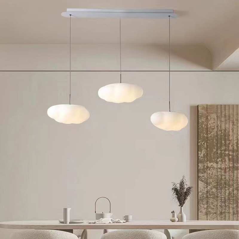 新款现代简约奶油风创意餐厅吊灯三头家用长线餐桌饭厅单头吊灯具