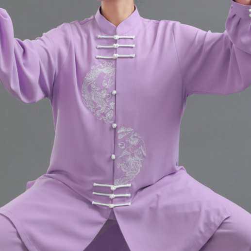新款太极服女星光麻绣花太极拳练功服男武术表演比赛服春秋季