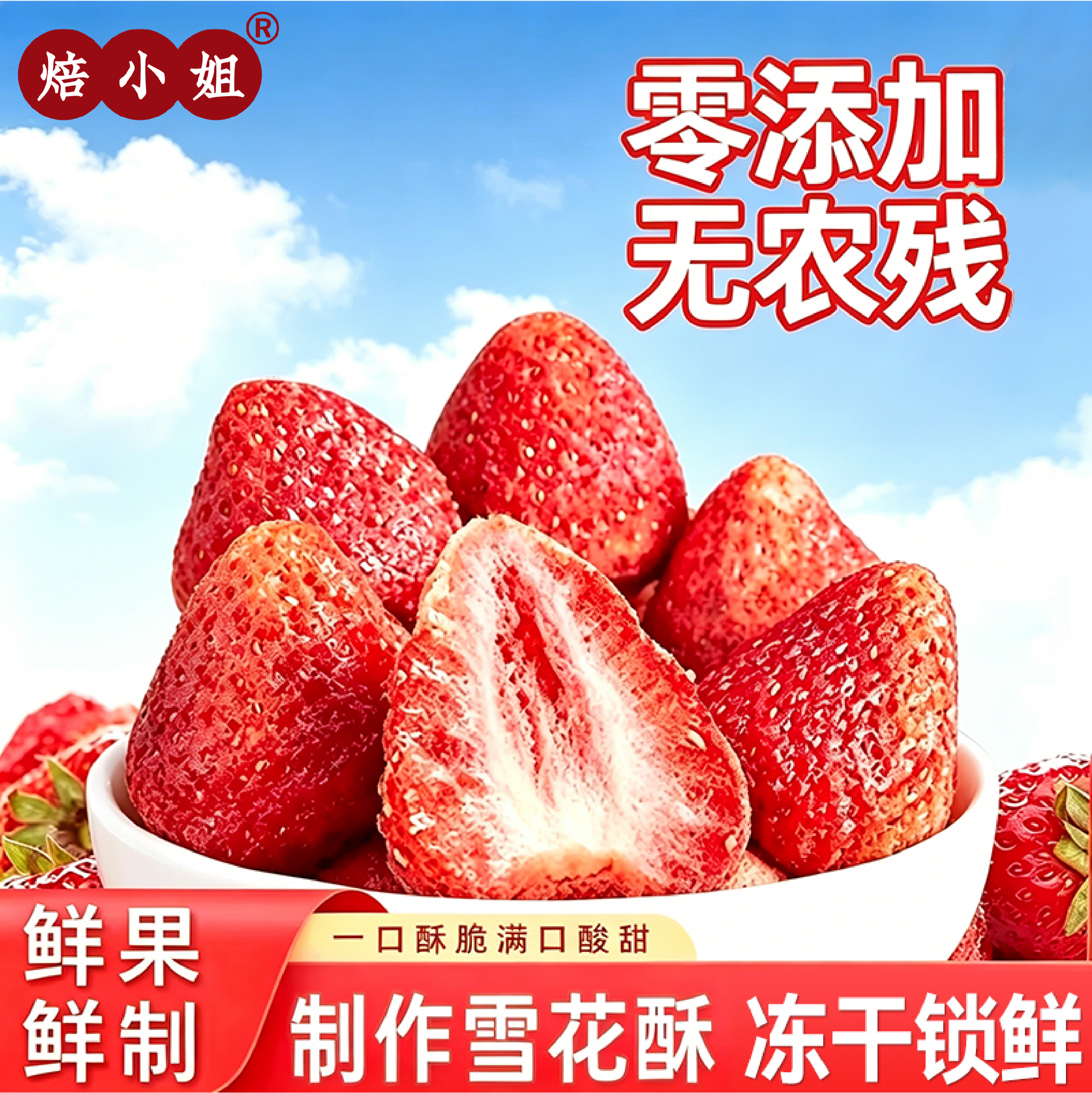 冻干草莓干草莓脆无添加雪花酥烘焙专用材料牛轧糖水果无花果