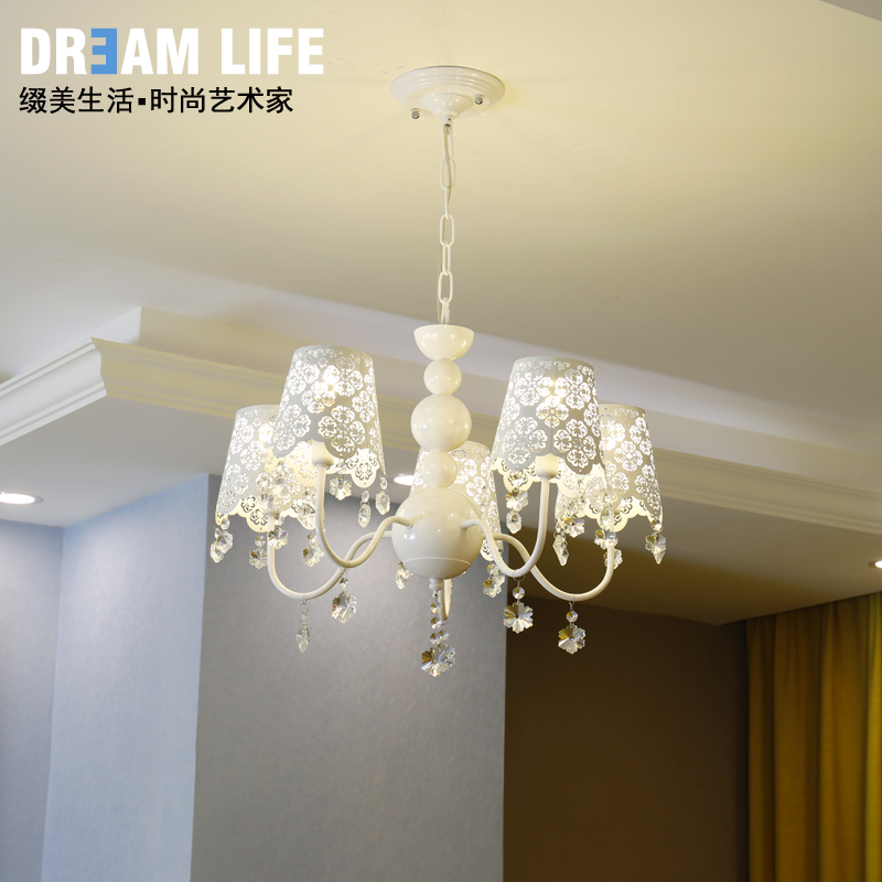 公主水晶灯 女孩少女卧室温馨浪漫田园吊灯创意个性网红儿童房灯