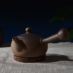 手工家用 陶壶烧水壶煮茶器提梁茶壶电陶炉茶具复古粗陶侧把壶中式