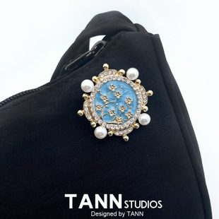 宫廷别针配饰复古防走光胸针胸章彩珍珠彩镶钻珐琅胸花vintage釉
