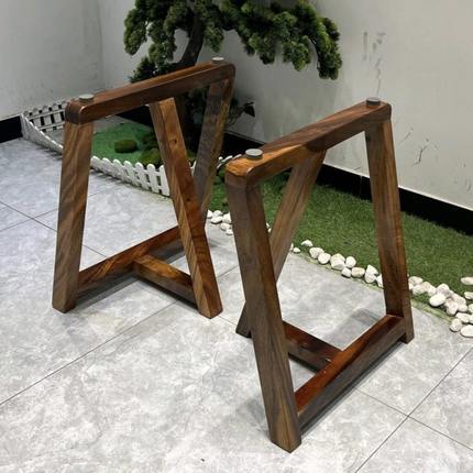 胡桃木冰格纹实木餐桌腿支架底座定制茶桌架书桌子脚餐台支撑柱