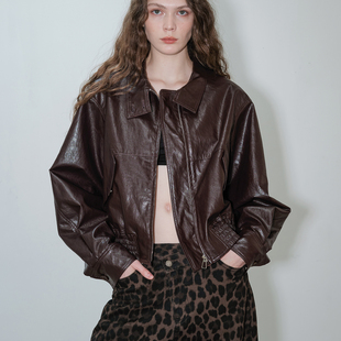 离森美式 syl夹克外套双拉链夹棉棉服 复古摩登女王短款