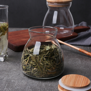茶叶罐透明玻璃瓶带盖密封罐家用杂粮咖啡豆干果密封收纳罐子 日式