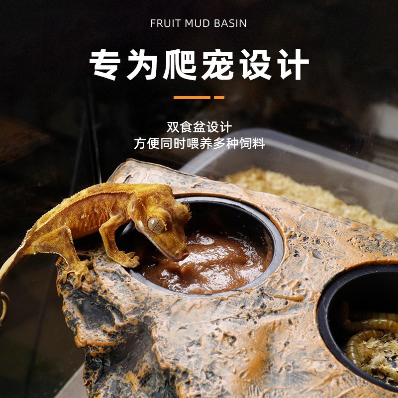睫角果泥食盆R属守宫水盆树栖爬宠蜥蜴磁吸悬挂喂食盘饲养缸造景