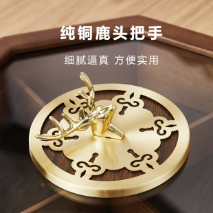 轻奢糖果盘零食坚果收纳 胡桃木实木干果盒家用客厅分格新中式