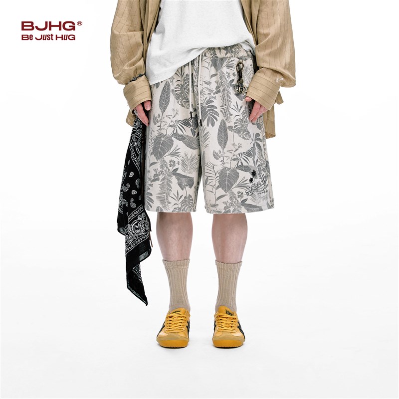 BJHG度假风仿麂皮绒短裤男2025夏季新款潮宽松休闲慵懒感五分裤女