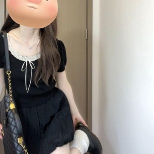 蕾丝花边短款 大码 夏季 胖mm法式 上衣搭配花苞短裙两件套 温柔风套装