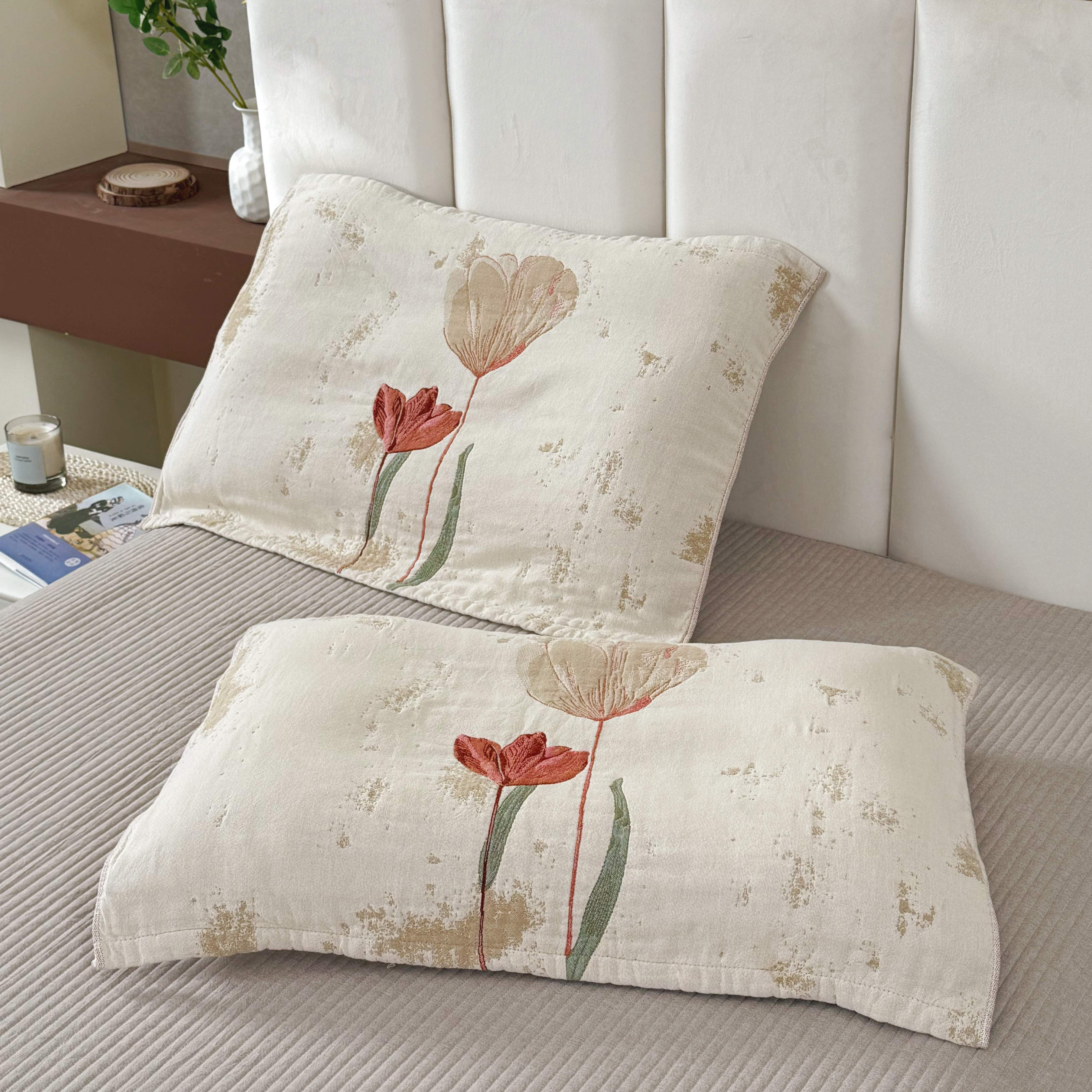 【舒克粉丝专属】无季•A类全棉100%新疆棉四层纱色织提花枕巾！