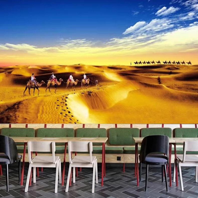 3d立体新疆民族风景骆驼背景墙纸