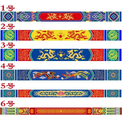 古建筑彩绘梁纹墙纸中式古典壁画