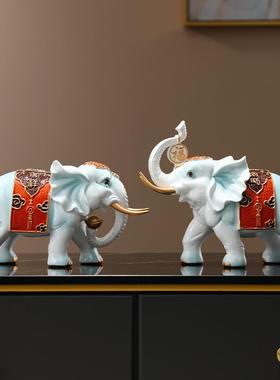 招财大象摆件办公室工艺品桌面乔迁新居客厅玄关电视柜酒柜装饰品