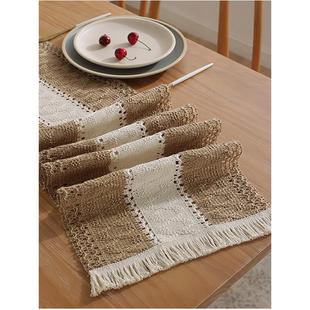 桌旗无障碍豪华经典棉和亚麻日式抽屉柜茶垫桌布覆古咖啡桌桌布茶