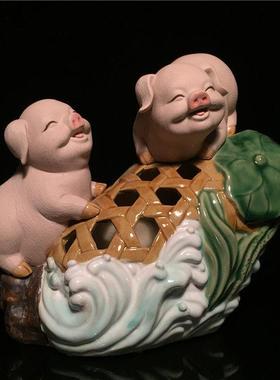 石湾娃娃陶瓷猪年生肖装饰家居客厅入口电视柜装饰除夕商务礼品