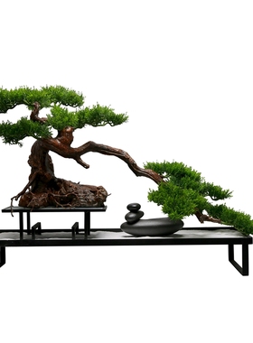 新中式创意枯山水禅意摆件家居客厅茶室假山太湖石盆栽微景观摆设